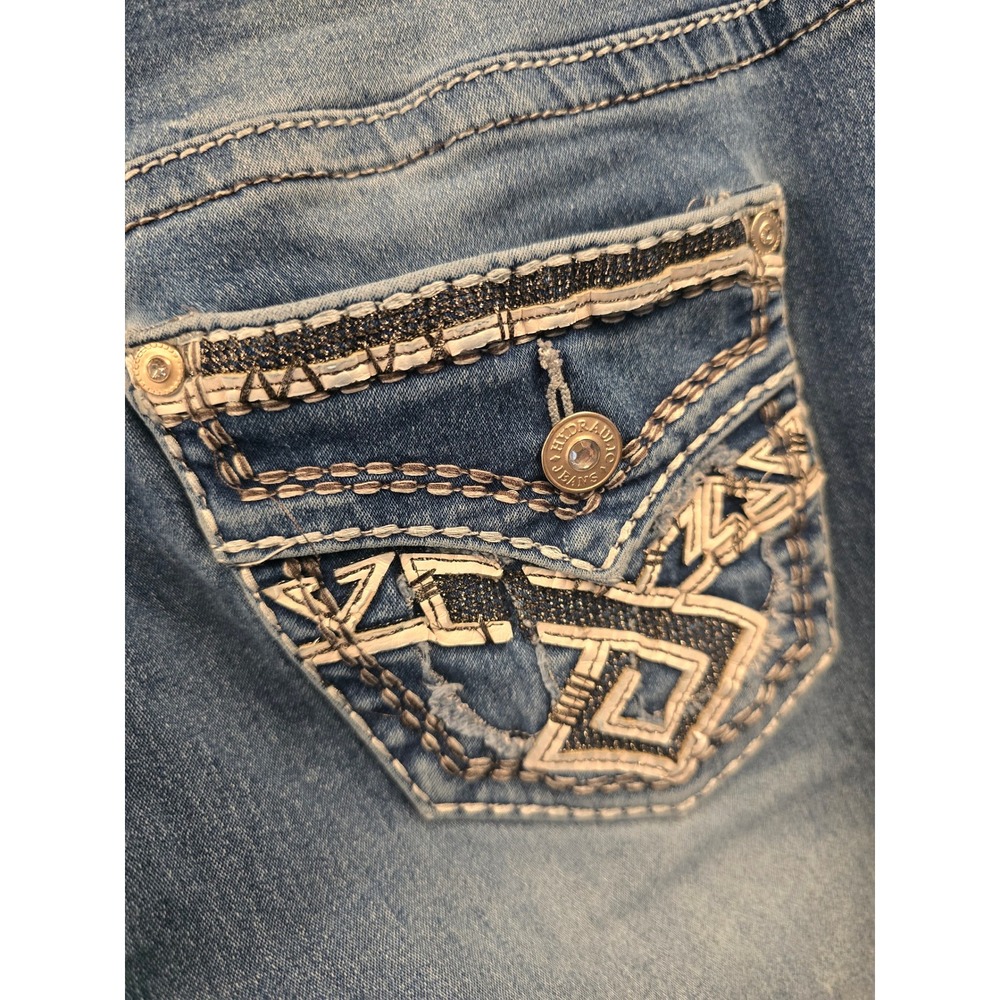 Hydraulic Nolita Mid Rise Skinny Jeans Medium Wash Embellished Pockets 16W - Picture 6 of 7